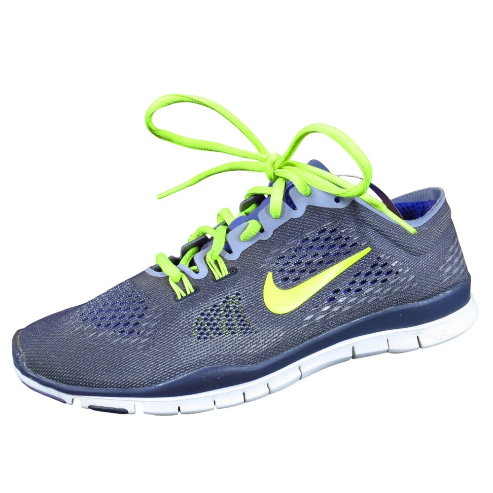 Nike Free TR Fit 4‎ Women Athletic Training Shoes Size 7.5 Gym Gray Purple Volt